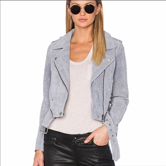 Chelsea & Violet Jackets & Blazers - Chelsea & Violet Suede Leather Gray Moto Jacket L